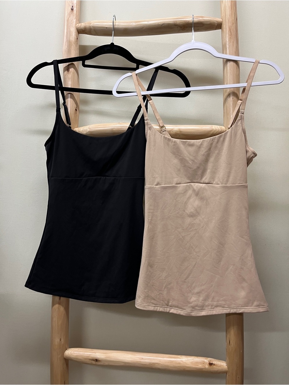 (2) Joyspun Small 4-6 Stretch Shaping Camisoles Body Shaping — Black and Nude